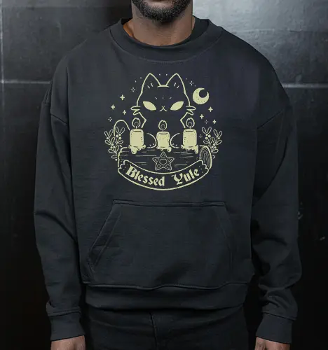 Blessed Yule Black Cat