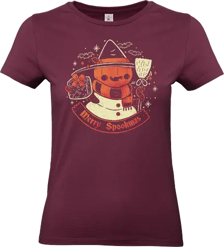 Creepy Snowman Merry Spookmas - spooky, snowman, pumpkin head, halloween, christmas - Standard T-Shirt (Women)