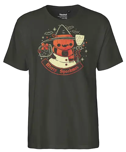 Creepy Snowman Merry Spookmas - spooky, snowman, pumpkin head, halloween, christmas - Fairtrade T-Shirt