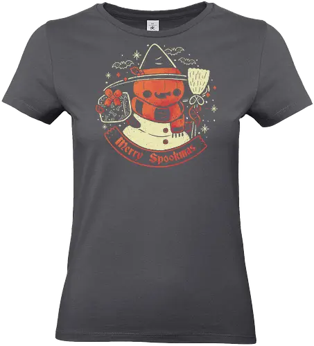 Creepy Snowman Merry Spookmas - spooky, snowman, pumpkin head, halloween, christmas - Standard T-Shirt (Women)