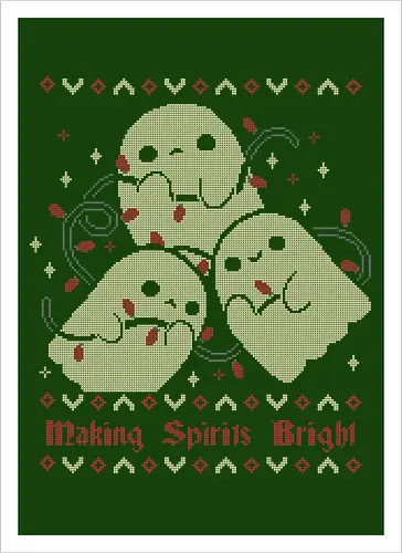 Cute Ghosts Making Spirits Bright UGLY CHRISTMAS