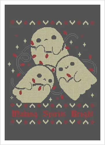 Cute Ghosts Making Spirits Bright UGLY CHRISTMAS