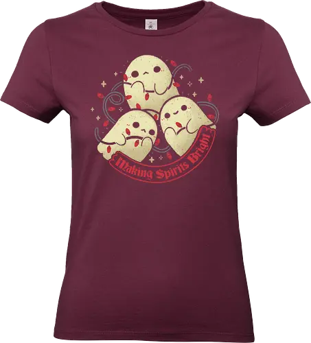 Cute Ghosts Making Spirits Bright - funny, christmas, ghost, cute - Standard T-Shirt (Women)