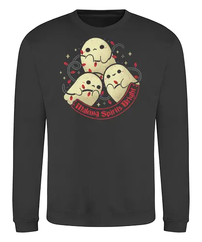 Cute Ghosts Making Spirits Bright - funny, christmas, ghost, cute - Sweatshirt