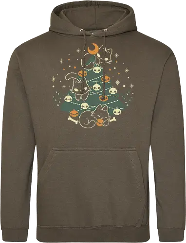 Halloween Christmas Tree with Black Cats