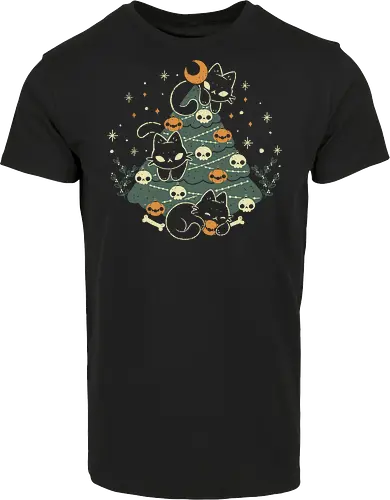 Halloween Christmas Tree with Black Cats