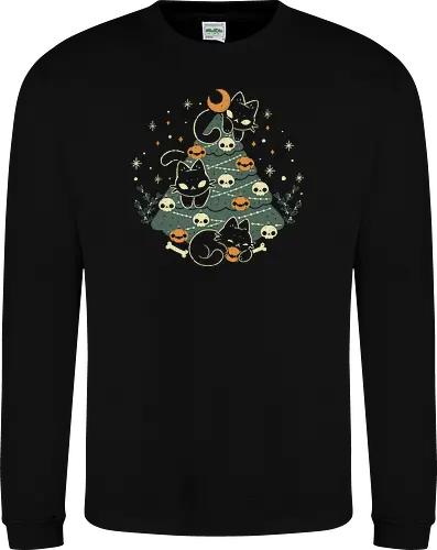 Halloween Christmas Tree with Black Cats