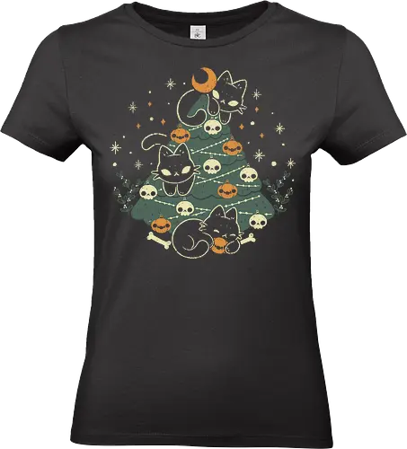 Halloween Christmas Tree with Black Cats