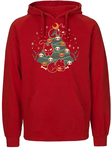 Halloween Christmas Tree with Black Cats - christmas, christmas tree, black cat, halloween, spooky, cute, skull - Fairtrade Hoodie