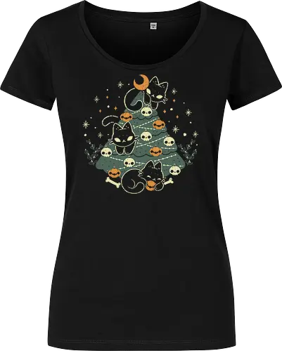 Halloween Christmas Tree with Black Cats