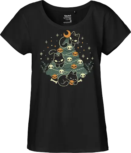 Halloween Christmas Tree with Black Cats