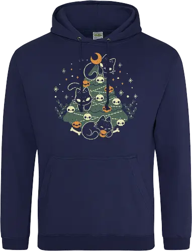 Halloween Christmas Tree with Black Cats