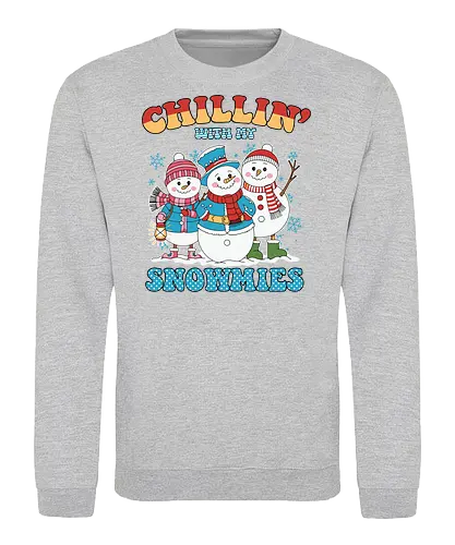 Chillin' with my Snowmies - snowmen, winter, scarves, hats, mittens, snowflakes, cheerful, colorful, clothing - Sweatshirt