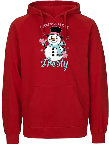 Feelin' a Little Frosty - snowman, winter, snowflakes, festive, holiday, cheerful, typography, cartoon, whimsical - Fairtrade Hoodie
