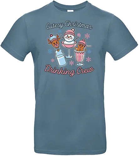 Cutesy Christmas Drinking Crew - christmas, festive, drinks, snowman, reindeer, gingerbread, holiday, snowflakes, cute, pastel - Standard T-Shirt
