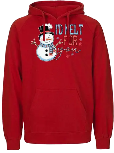 I'd melt for you - snowman, top hat, scarf, winter, humor, snowflakes, text, cheerful, playful - Fairtrade Hoodie
