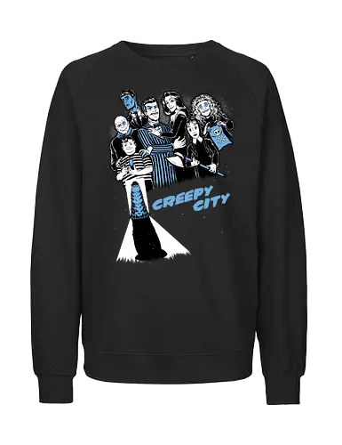 Creepy City - The Addams Family, Wednesday Addams, Addams Family, Morticia Addams, Gomez Addams, Vintage, Retro, Gothic, tv show, Classic Horror, Horror, Horror Movies, Monsters, Monster, Classic, Sin City, Halloween, Scary, Spooky, Spooky Season, Creepy, mystery - Fairtrade Sweatshirt