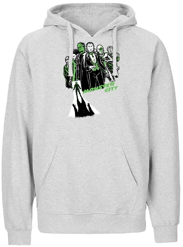 Monster City - Classic Horror, Horror, Horror Movies, Monsters, Monster, Classic, Sin City, Universal, Bride Of Frankenstein, Frankenstein, Dracula Movie, Dracula, Count Dracula, Vampire, Zombie, Mummy, Creature From The Black Lagoon, An American Werewolf In London, Werewolf, Halloween, Scary, Spooky, Spooky Season, Creepy - Fairtrade Hoodie