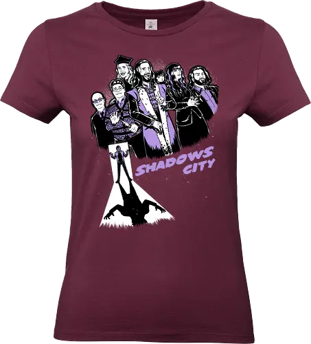 Shadows City - what we do in the shadows, tv show, nadja, lazlo cravens, nandor the relentless, colin robinson, guillermo de la cruz, vampire, Vintage, Retro, Gothic, Classic Horror, Horror, Horror Movies, Monster, Sin City, Halloween, Scary, Spooky, Spooky Season, Creepy, mystery, shadow, fun, funny, Dark Comedy, Dark Fantasy, Dark, Fantasy - Standard T-Shirt (Women)