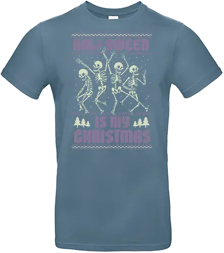 Ugly Sweater Spooky Skeletons - Ugly Sweater, Holiday, Christmas, Merry Christmas, Ugly Christmas Sweater, Pixel Art, Spooky Season, Spooky, Creepy, Scary, Halloween, Skeleton, Skull, Spookmas - Standard T-Shirt