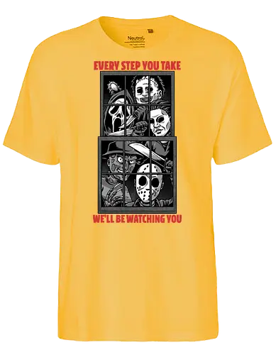 Horror Watching You - Slasher, Serial Killer, Classic Horror, Horror, Horror Comedy, Horror Movies, Movie, Music, Quote, Lyrics, Parody, Cult Classic, Classic, Retro Vintage, Cartoon, Scream, Halloween, Halloween Movie, Friday The 13th, Freddy, Jason - Fairtrade T-Shirt