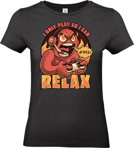 Video Game Relax Player - video game, game, console, relax, relaxing, curse, cursing, gamer, gaming, meme, streamer, online, fire, angry, fun, funny - Standard T-Shirt (Women)