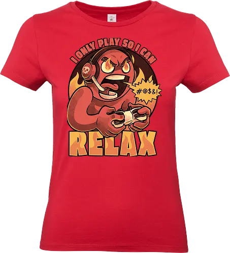 Video Game Relax Player - video game, game, console, relax, relaxing, curse, cursing, gamer, gaming, meme, streamer, online, fire, angry, fun, funny - Standard T-Shirt (Women)