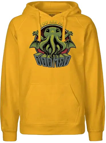 Cthulhu - You're all Doomed - cthulhu, lovecraft, hp lovecraft, cute, fun, funny, nerd, geek, book, literature, horror, cosmic, cosmic horror, space, spacial, outer space, mythos, rpg, necronomicon, call of cthulhu, fantasy, arkham, monster, tentacles - Fairtrade Hoodie