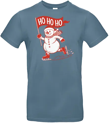 snowman ice skating - snowman, ice skating, flag, festive, winter, holiday, cheerful, red, white, graphic design - Standard T-Shirt