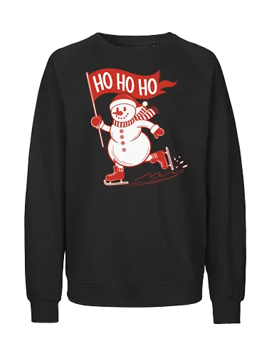 snowman ice skating - snowman, ice skating, flag, festive, winter, holiday, cheerful, red, white, graphic design - Fairtrade Sweatshirt