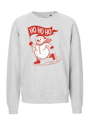 snowman ice skating - snowman, ice skating, flag, festive, winter, holiday, cheerful, red, white, graphic design - Fairtrade Sweatshirt