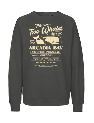 The Two Whales Diner Emblem - life, strange, Chloe, Max, rachel, arcadia, bay, butterfly, before the storm, video game, gaming, gamer, rocky mountain record traders, the black lantern, haven springs - Fairtrade Sweatshirt