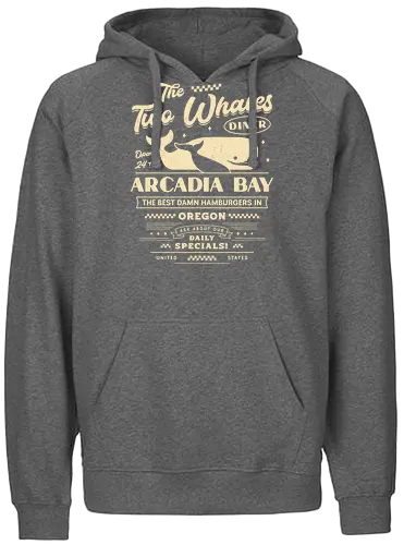 The Two Whales Diner Emblem - life, strange, Chloe, Max, rachel, arcadia, bay, butterfly, before the storm, video game, gaming, gamer, rocky mountain record traders, the black lantern, haven springs - Fairtrade Hoodie