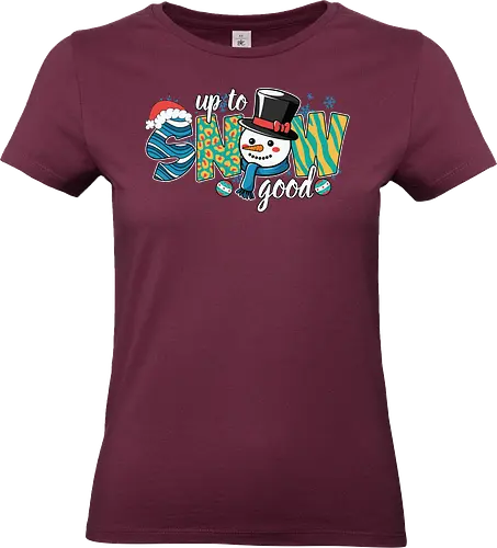  Up to snow good - snowman, winter, festive, holiday, snow, colorful, playful, pattern - Standard T-Shirt (Women)