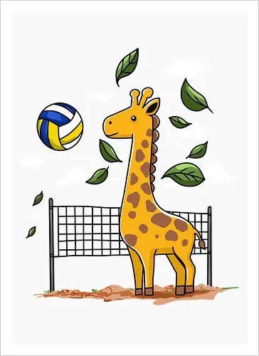 Giraffe Playing Volleyball