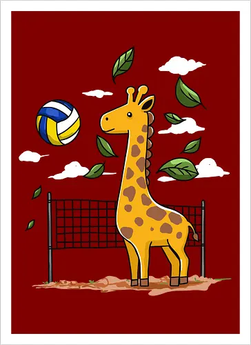 Giraffe Playing Volleyball