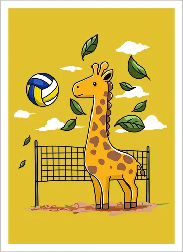 Giraffe Playing Volleyball