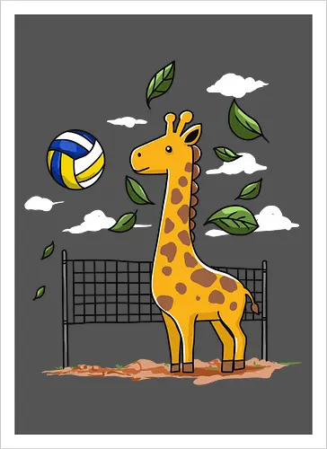 Giraffe Playing Volleyball