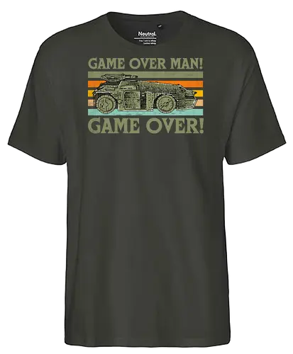 Game Over Man Game Over - game over man, Aliens, aliens movie, hicks, Ellen Ripley, 1986, 86, 80s, apc, army, marines - Fairtrade T-Shirt
