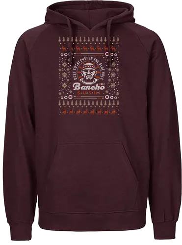 Bancho Sushi Ugly Sweater - dave, game, gaming, video game, gamer, japanese food, fishing, diver, diving game, ramen, bancho sushi, fish, chef, dave, adventure, christmas, ugly sweater, xmas, ugly christmas sweater - Fairtrade Hoodie