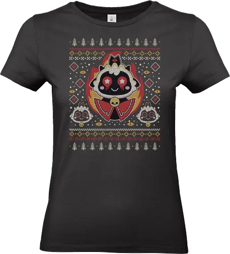 Cutest Cult Ugly Sweater - aesthetic, cute, kawaii, game, video game, gaming, animal, cult, the lamb, lamb, ugly christmas sweater, geek, nerd, otaku, christmas, xmas, merry christmas - Standard T-Shirt (Women)