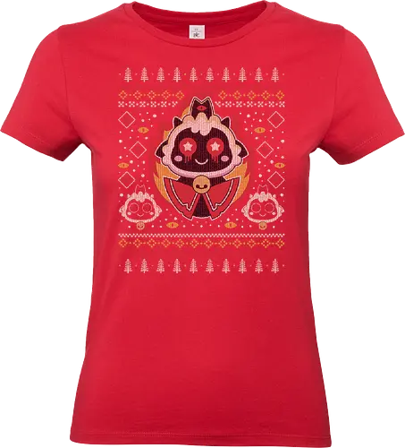 Cutest Cult Ugly Sweater - aesthetic, cute, kawaii, game, video game, gaming, animal, cult, the lamb, lamb, ugly christmas sweater, geek, nerd, otaku, christmas, xmas, merry christmas - Standard T-Shirt (Women)