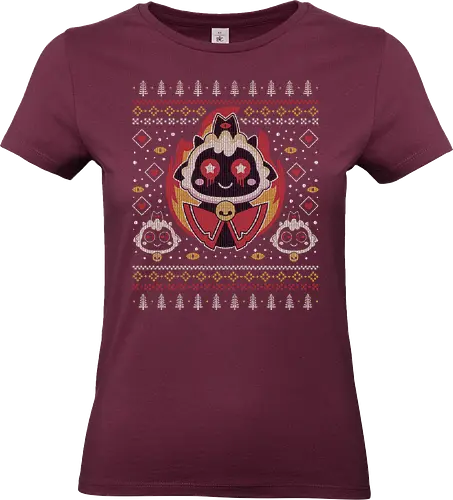 Cutest Cult Ugly Sweater - aesthetic, cute, kawaii, game, video game, gaming, animal, cult, the lamb, lamb, ugly christmas sweater, geek, nerd, otaku, christmas, xmas, merry christmas - Standard T-Shirt (Women)