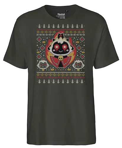 Cutest Cult Ugly Sweater - aesthetic, cute, kawaii, game, video game, gaming, animal, cult, the lamb, lamb, ugly christmas sweater, geek, nerd, otaku, christmas, xmas, merry christmas - Fairtrade T-Shirt