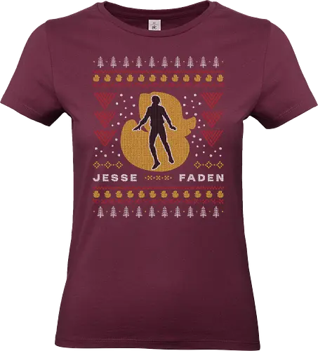 Jesse Faden Ugly Sweater - jesse faden, federal bureau of control, fbc, control, the hiss, alan wake, bright falls, altered items, objects of power, ordinary, alan, ugly christmas sweater, gaming, video game, christmas, xmas - Standard T-Shirt (Women)