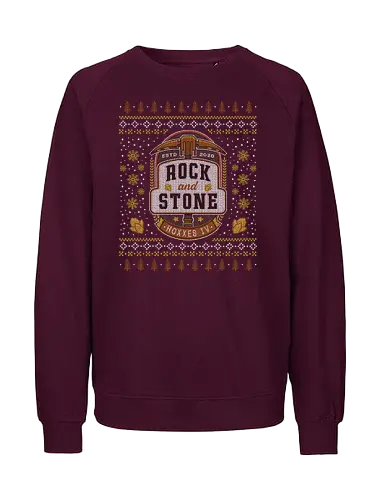 Rock And Stone Ugly Sweater - deep rock, dwarf, dwarves, minig, video game, gaming, gamer, space, and stone, galaxy, pickaxe, hoxxes, deep rock survivor, fantasy, ugly christmas sweater, xmas - Fairtrade Sweatshirt
