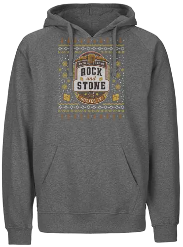 Rock And Stone Ugly Sweater - deep rock, dwarf, dwarves, minig, video game, gaming, gamer, space, and stone, galaxy, pickaxe, hoxxes, deep rock survivor, fantasy, ugly christmas sweater, xmas - Fairtrade Hoodie