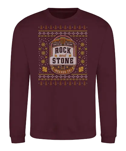 Rock And Stone Ugly Sweater - deep rock, dwarf, dwarves, minig, video game, gaming, gamer, space, and stone, galaxy, pickaxe, hoxxes, deep rock survivor, fantasy, ugly christmas sweater, xmas - Sweatshirt
