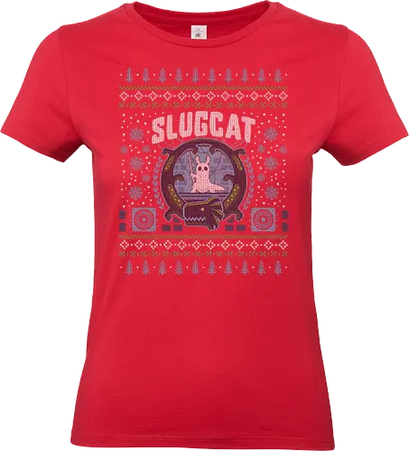 Slugcat Ugly Sweater - rain, slugcat, slugcats, world, slug cat, lizard, gaming, video game, gamer, gamers, game, ugly christmas sweater, xmas - Standard T-Shirt (Women)