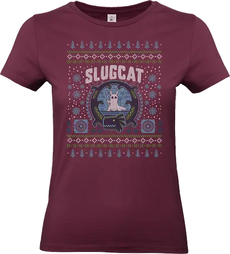 Slugcat Ugly Sweater - rain, slugcat, slugcats, world, slug cat, lizard, gaming, video game, gamer, gamers, game, ugly christmas sweater, xmas - Standard T-Shirt (Women)